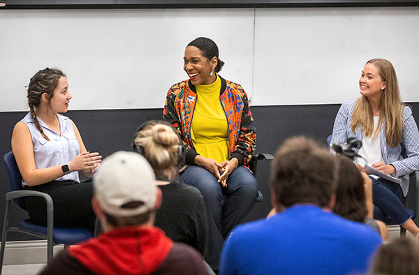 Lt. Gov. Juliana Stratton with students