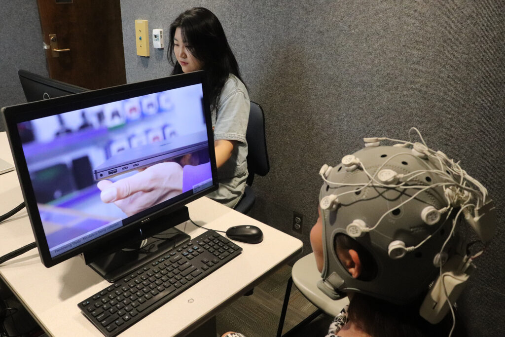 EEG (electroencephalogram) equipment measuring brain activity